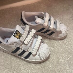 Adidas Kids White and Navy Sneakers